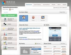 MyNexia.com main screen