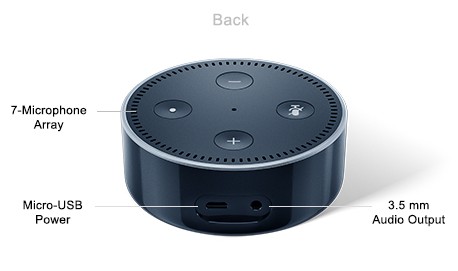 Amazon Echo Dot 2 showing dot-connectors-and-labels