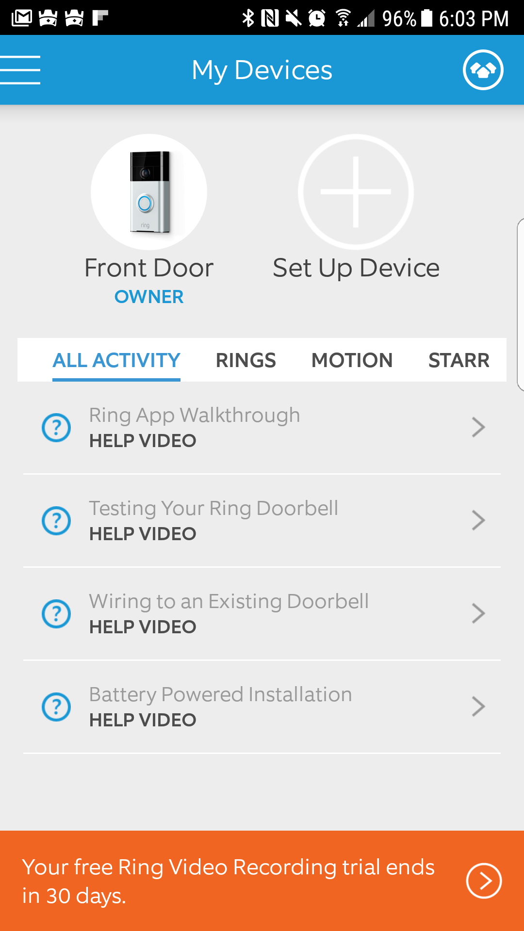 When setup is completed, you are finally in the app. You have a nice selection of help videos to get you started. Notice your 30 day trial has started.