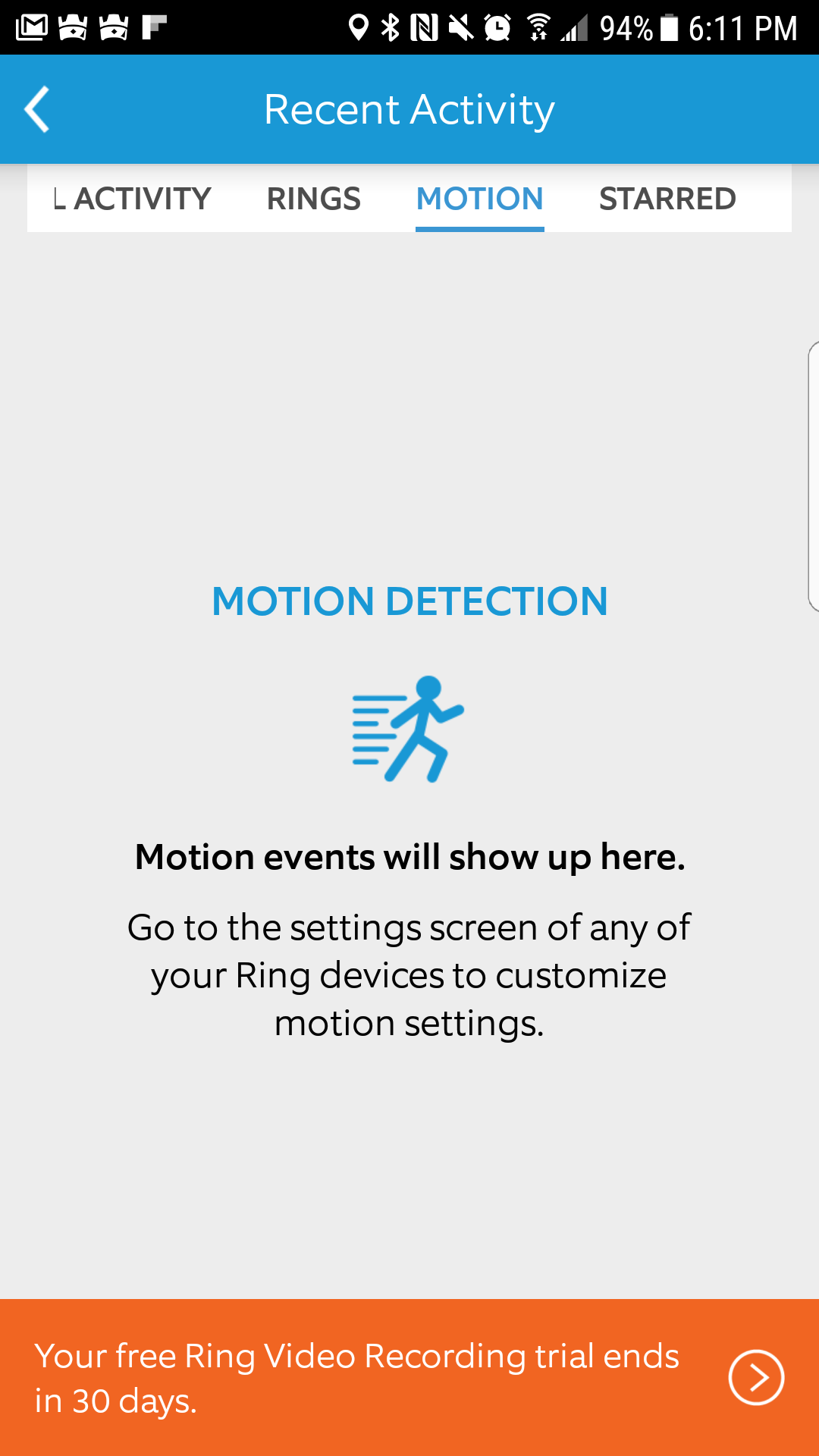 Ring Video Doorbell Motion events