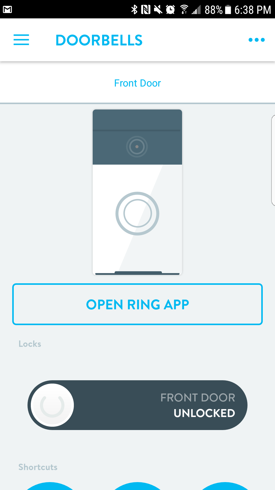 Ring Video Doorbell connected to Wink hub 2.