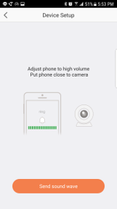 The EZVIZ app uses sound to configure the camera, this was really cool.